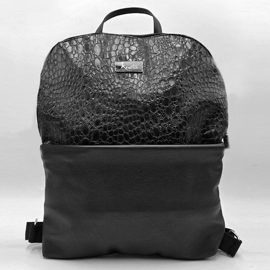 Zaino Donna in Pelle Nera Stampa Cocco Artigianale | Edizione Limitata – Kinthia