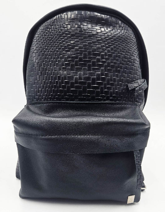 Zaino Daisy – Vitello Grana Naturale & Chèvre Laserato Intreccio Nero | Kinthia Bag
