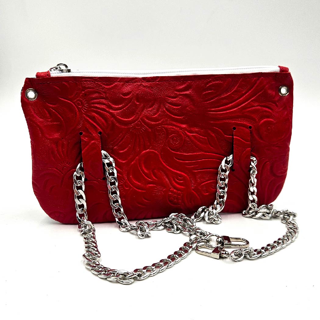 Marsupio Passepartout – Nappa de Chèvre & Stampa Barocco rosso
