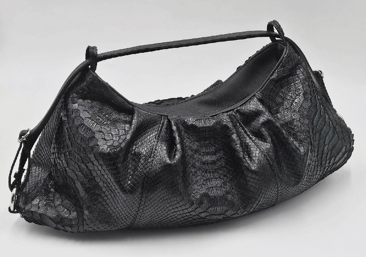 Borsa Trasformabile Pitone Nero – Bon Bon & Trapezio | Kinthia Bag