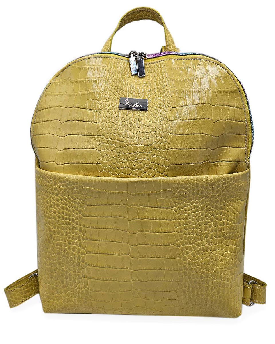 Zaino Donna in Pelle Giallo Stampa Cocco Artigianale | Edizione Limitata – Kinthia
