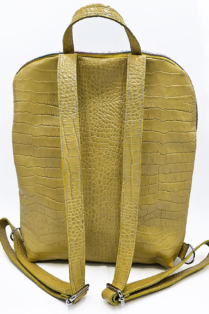 Zaino Donna in Pelle Giallo Stampa Cocco Artigianale | Edizione Limitata – Kinthia