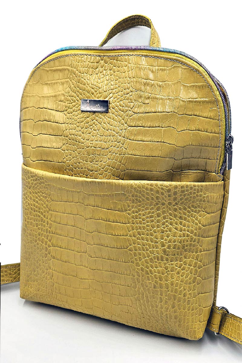 Zaino Donna in Pelle Giallo Stampa Cocco Artigianale | Edizione Limitata – Kinthia