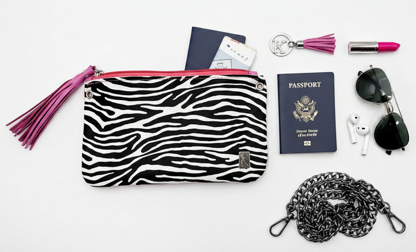 Marsupio Passepartout – Stampa Zebra & Vitello Fuxia Big Babol | Kinthia Bag