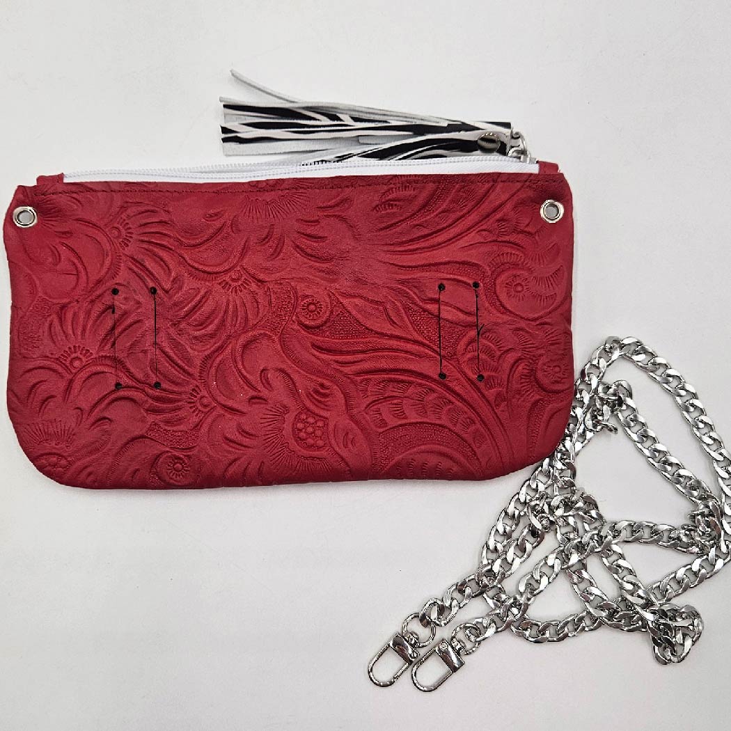 Marsupio Passepartout – Nappa de Chèvre & Stampa Barocco rosso